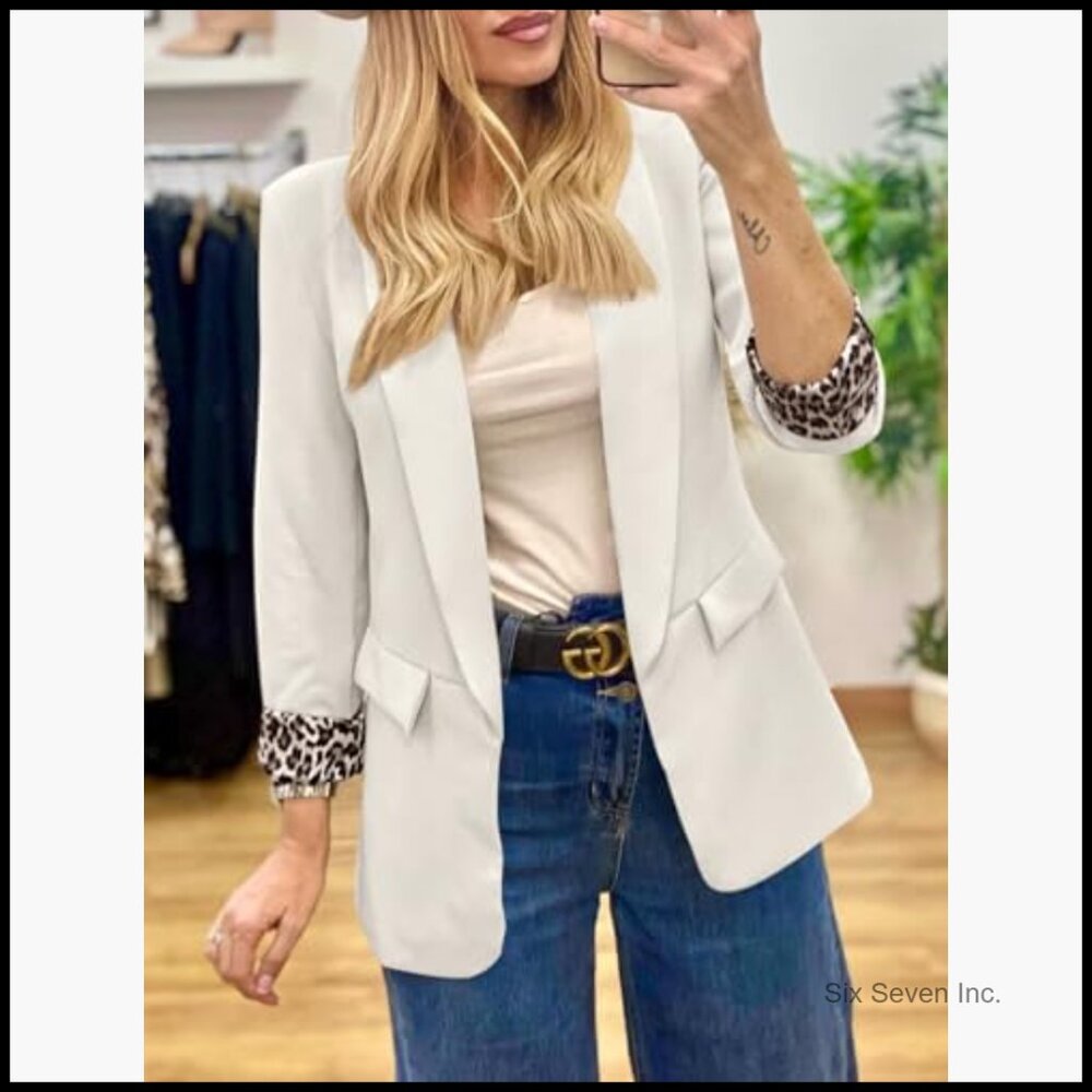 Soft Polyester Viscose Elastane Blazer Shawl Coll… - image 4